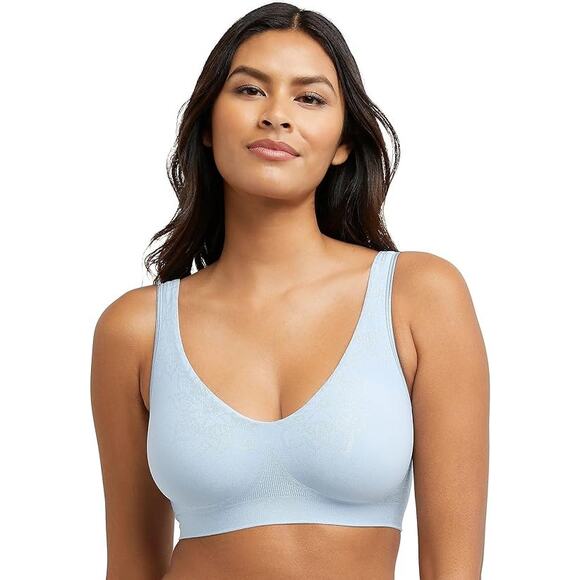 New Bali Womens Large Blue Wireless Comfort Seamless Moisture Wicking Bra - Picture 1 of 3
